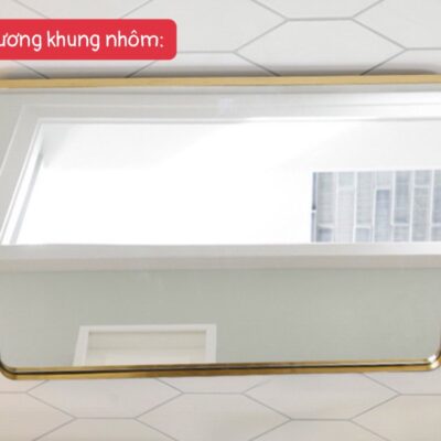 Gương Chữ nhật khung nhôm VÀNG 60x80(Bỉ)