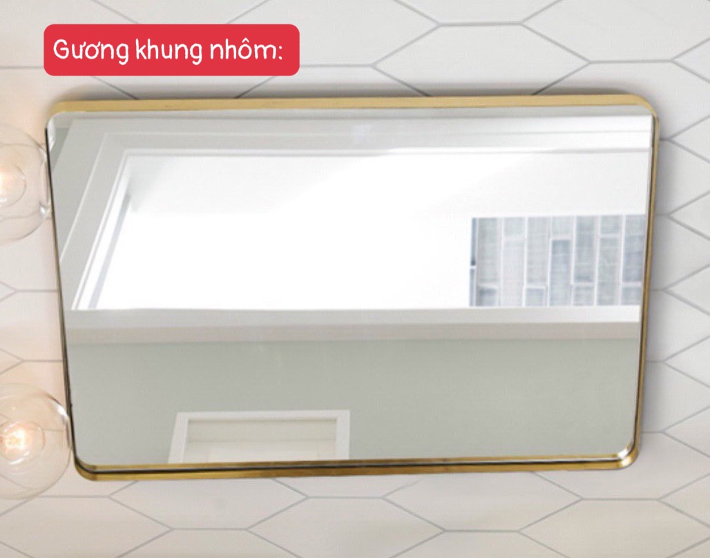 Gương Chữ nhật khung nhôm VÀNG 60x80(Bỉ)